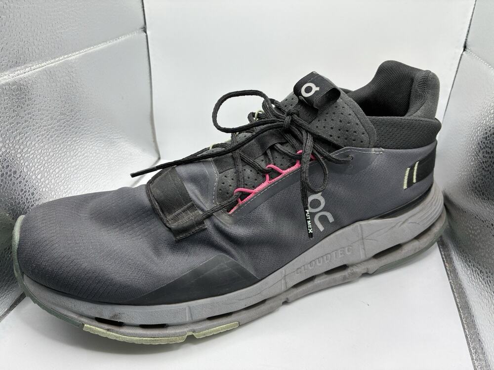 On Cloudnova 2 Mens 14 Sneakers Black Gray Pink CloudTec Swiss EU 49 UK 13.5